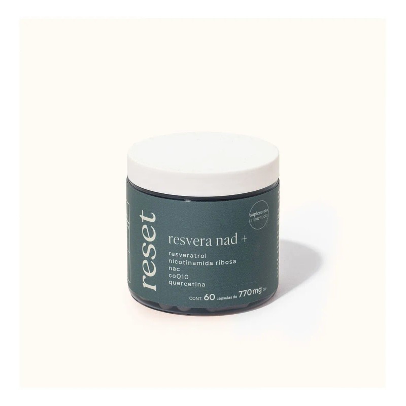 Reset Resvera Nad+ Resveratrol Nicotinamida Ribosa Nac 60cap Sabor Sin