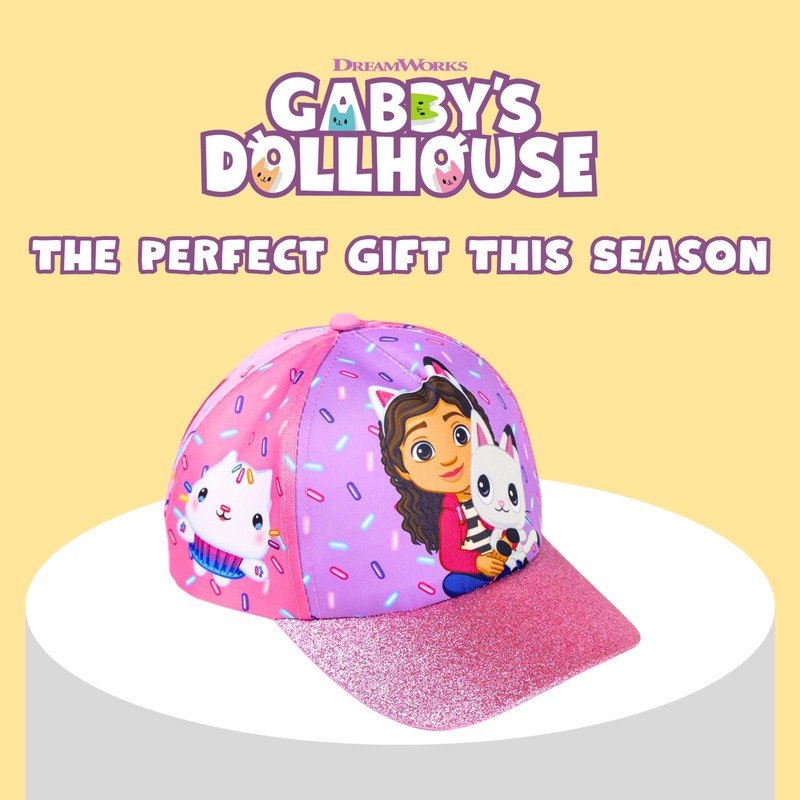 Gabby's Doll House Baseball Cap for Girls, Hat Glitter Design,