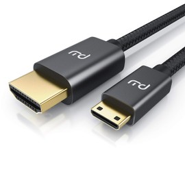 CSL - 4k Mini HDMI to HDMI Cable 7.5 m - HDMI 2.0 a/b Type C to Type A - Nylon Brading - 3840 x 2160 @ 60 Hz - Kink Protection - HDR - ARC - Triple Shielded - Gold-Plated Connectors
