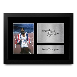 HWC Trading FR A4 Daley Thompson Gifts Printed Signed Autograph Picture for Athletics Sport Memorabilia Fans - A4 Framed
