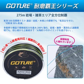 GOTURE Fishing Line, PE Braided Line, 4 Strands, PE30 Material, High Density Braid, Smooth Surface, Low Resistance, Abrasion Resistant, High Strength, Low Stretch Sensitivity, Good Flexibility, Ideal