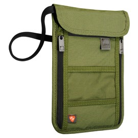 Lewis N. Clark Men's RFID Blocking Stash Wallet, Travel Neck Pouch Passport Holder for Women & Men, Olive, One Size
