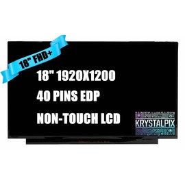 New KrystalPix LCD Display FITS- Replacement Panel for Dell Alienware 2024 M18 R2 Gaming 480hz Gaming Display 18" 1920X1200 FHD+ LCD LED Screen Panel Non-Touch Screen 40 pins New