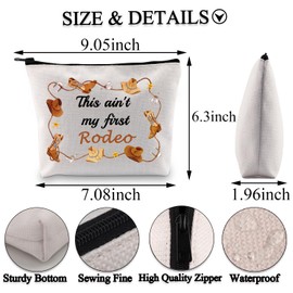 BDPWSS Western Rodeo Gift This Ain't My First Rodeo Zipper Pouch for Horse Lover Gift Makeup Bag (first rodeo bag2)