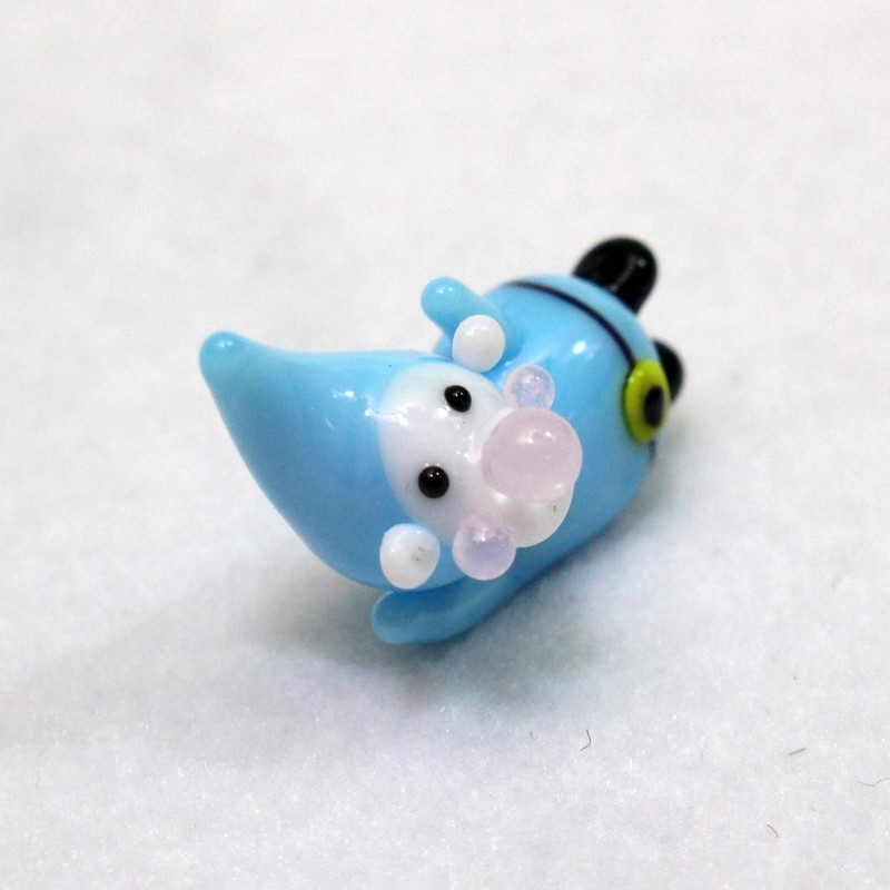 Folkart Cute Handmade Glassware Snow White 7 Dwarfs Light Blue