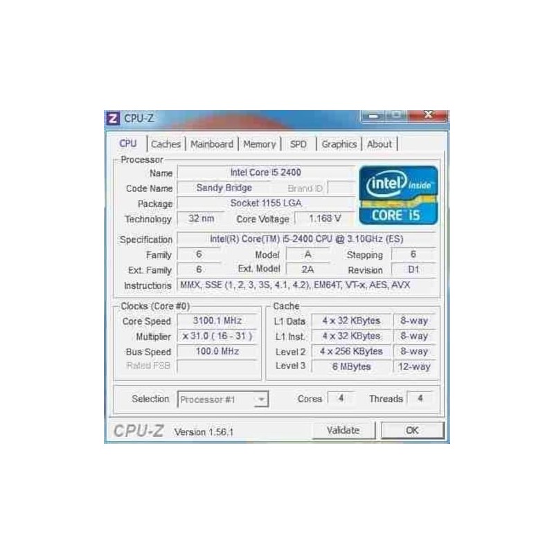 Intel Core i5-2400 Processor 3.1GHz 5.0GT-s 6MB LGA 1155 CPU,