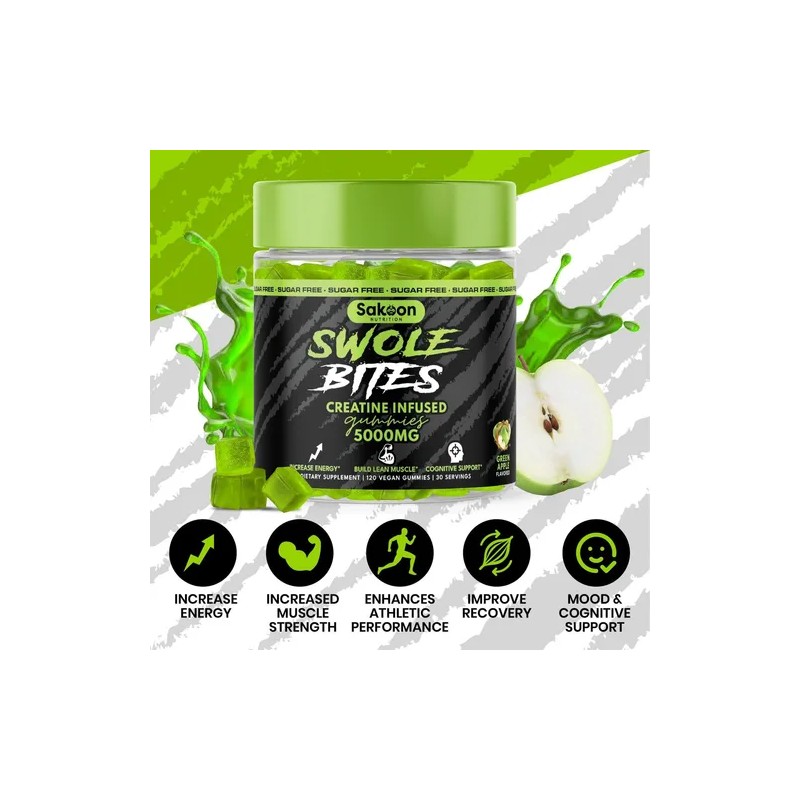 Gomitas Creatina Monohidratada Sakoon Nutrition Manzana Verde x120