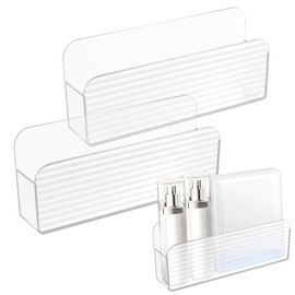 Shower Shelf, White, Shelf Bathroom No Drilling, Floating Wall Shelf, Slim, Cabinet Organiser, Bathroom, Acrylic Wall Shelf for Gluing, Makeup Organiser, Makeup Shelf for Bedroom, Dressing Table, Pack