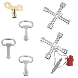 Jeqqinuz Pack of 6 Universal Key Gas Bottle Key Switch Cabinet Key Emergency Service Accessories Triangular Key Hydrant Key Cross Key for Tap
