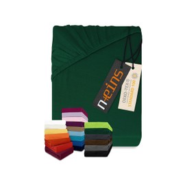 npluseins Classic Jersey Fitted Sheet – Many Colours and Sizes – 100% Cotton 159.192, 180-200 x 200 cm, Dark Green