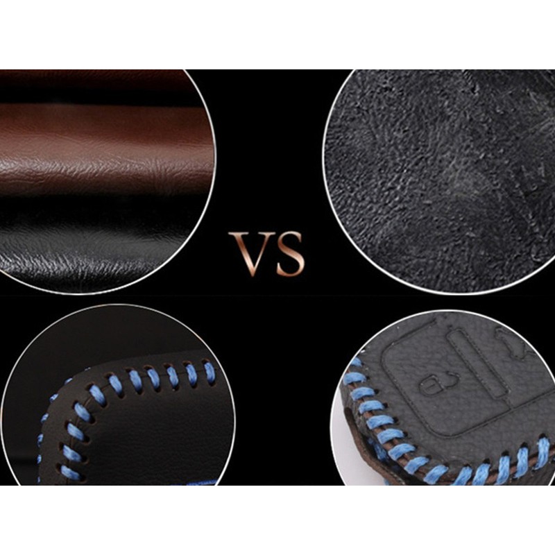 Happyit Car Genuine Leather Smart Key Cover Case for Renault