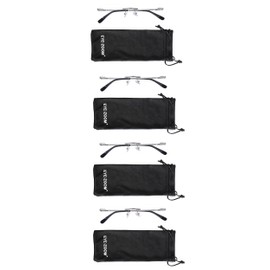 EYE ZOOM 4 Pack Unisex Rimless Metal Frame Reading Glasses with Pouch for Men and Women (Silver +1.00)