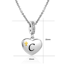 JMQJewelry Religious Cross Letter C Initial Alphabet Grandma Granddaughter Heart Love Necklace for Women Pendants Charms Birthday Thanksgiving