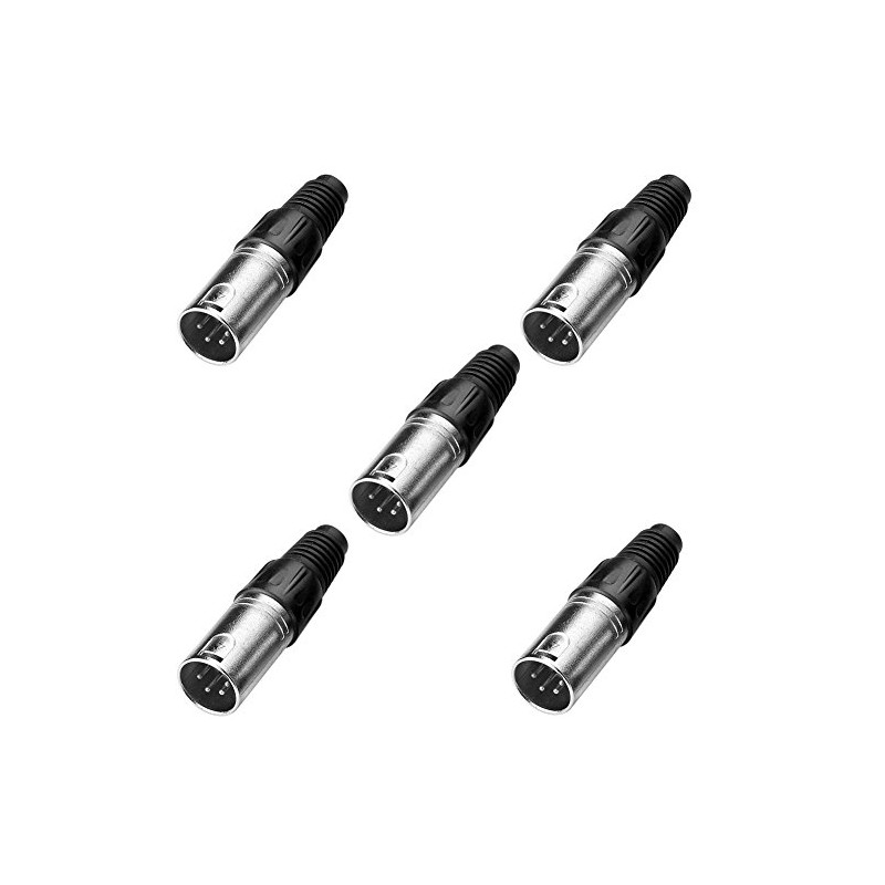 SIENOC 5 Packs 4-Pin XLR Male Connector - Black Metal