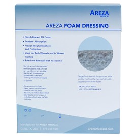 Areza Medical - Foam Wound Dressing - Polyurethane - Sterile - 5" x 4" (12.5 cm x 10 cm) - 10 PCS