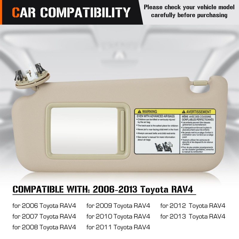 Left & Right Sun Visor with Vanity Light for 2006-2013