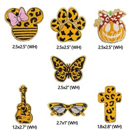 DEZARO 21PCS Leopard Print Series Iron On/Sew On Patches,Embroidered Applique for Clothes, Dress, Etc. DIY Accessories (black&yellow), D240625-BW