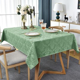 SASTYBALE Flower Jacquard Rectangle Tablecloth 60 x 102 Inch Waterproof Oil Proof Wrinkle Free Damask Table Cloth, Fabric Table Cover for Dining, Party, Banquet, Indoor, Outdoor, Sage Green