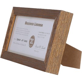 Space Art Deco, 4x9 Gold Textured Frame for 4x9 Business License/Certificates, Tempered Glass, Includes D-Shaped Hangers Hanging and Easel Stand Table Top (1-Pack)