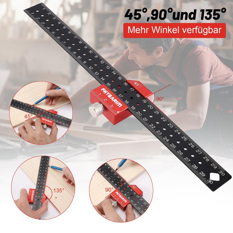 Marking gauge, scribing tool, carpenter's square, stop ruler for marking
