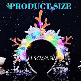 ACEDRE Light Up Mermaid Headband Glow Shell Starfish Pearl Headpiece Beach Costume Hair Accessories for Women