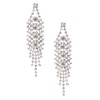 Christina Collection Rhinestone Fringe Earrings Clear Chandelier Dangle Silver-Tone Pierced