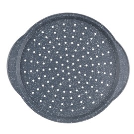 Russell Hobbs RH01003EU Nightfall Stone 37 cm Pizza Pan - Round Non-Stick Baking Tray with Perforated Base, PFOA Free, Carbon Steel Ovenware, Perfect for Family Cooking, Garlic Bread, and Flatbreads