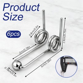 6 Pcs Double Return Torsion Springs, Hair Curling Torsion Spring, Anti-Rust Alloy Hair Curling Iron Rod Part Replacement Accessories, Wire Diameter 1.3 mm Length 30 mm, Hair Rollers Accessories