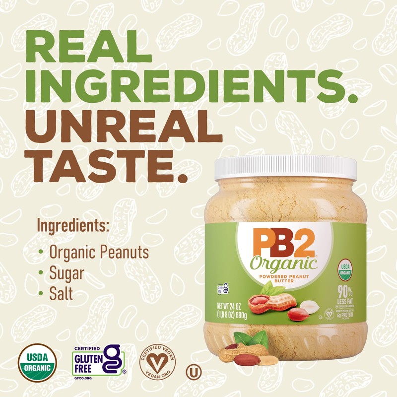 PB2 24oz Organic Powdered Peanut Butter - USDA Organic Certified,