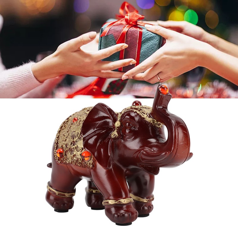 Elephant Statue Durable Resin Cute Elegant Attract Wealth Round Corner