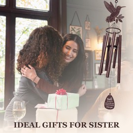 SteadStyle Sister Gift for Mother's Day, Unique Sister Birthday Gifts from Sisters Brothers, Valentine's Day Thanksgiving Christmas Large Size Sister Hummingbird Wind Chime 37 in Garden Patios Decor