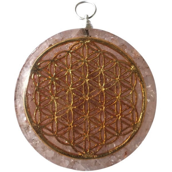 CHONIT Orgonite Pendant, Crystal Necklace with Flower of Life Symbol and Collar and Bag, Protective Pendant, Reiki Pendant, Large Crystal Stone Woman and Man, Gemstone, Orgonite