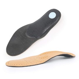 Leather Insole Orthotic Insole Leather Insert Full Length Arch Support Flat Feet Foot Care Cushion Pad -Size UK M 5/W 4.5(9.45 in)