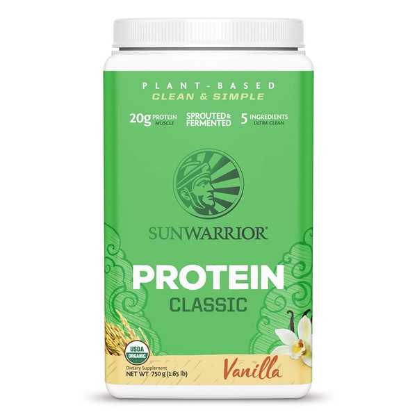 Brown Rice Protein Powder with Bcaa & Amino Acids Raw Rice Protein Shake Gluten Free Low Carb Dairy Free | Plant Based Classic Sprouted Brown Rice Protein Powder Vanilla 750g by Sunwarrior