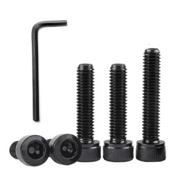 QANCEN 20pcs Hex Socket Cap Screws M4x10mm, A2 Stainless Steel Black Hex Bolts, Allen Drive Fully Threaded Cylindrical Hexagon Socket Bolts with Allen Key