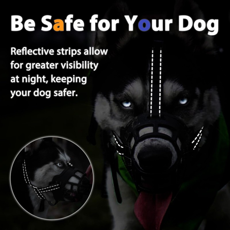 BARKLESS Dog Muzzle, Soft Silicone Basket Muzzle for Dogs, Allows