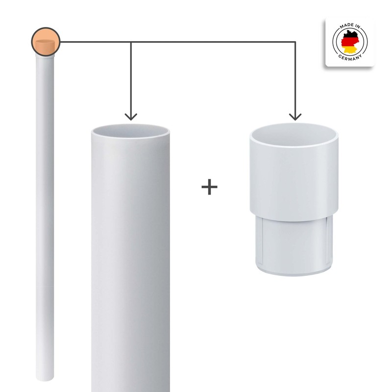 INEFA Downpipe 100 cm, PVC DN50 / 50 mm, White,