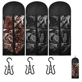 Wig Bags Storage With Hair Hook, 3PCS Long Hair Extension Holder Wig Storage Bag Portable and Versatile Wigs Carrier Case for Style Hair(Black)