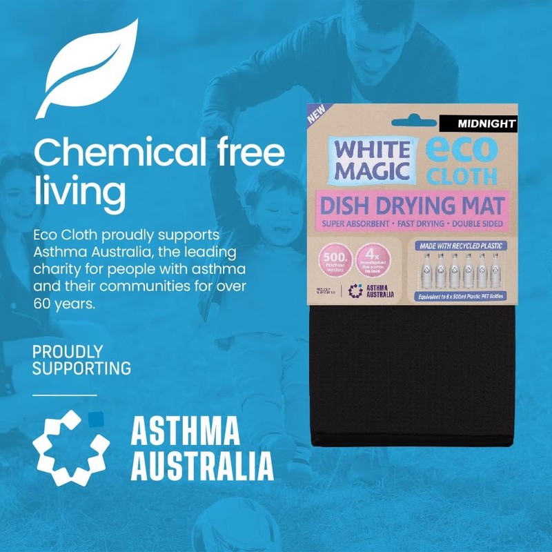 White Magic Microfibre Dish Drying Mat, Midnight