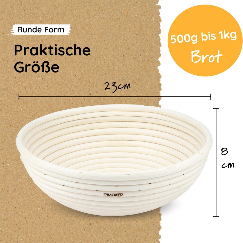 Backefix Proofing Basket Round 23 cm for 500 g to
