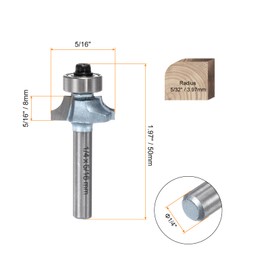 HARFINGTON 2pcs Roundover Router Bit 1/4 Shank 5/32" Radius Tungsten Steel Tipped Edge Rounding Over Bit with Bearing Guide, Woodworking Milling Tool, Light Blue