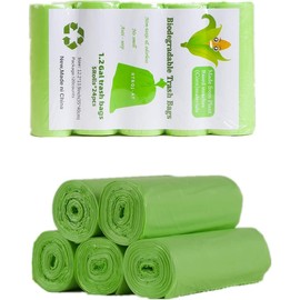 RTBQJ-AT 3-5L Bin Bags, 120 Counts Food Waste Bin Bags Small Biodegradable Bin Liners for Home Office, Lawn,Bathroom,Toilet Wastebasket (Green,35 CM X 40 CM)