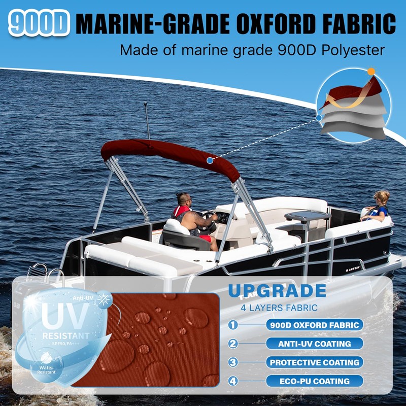 3Bow Bimini Top Storage Boot Cover with Light Hole Bimini