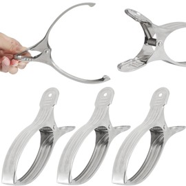 Fogman Stainless Steel Clothespins Super Strong Large Size Rust Proof Wide, Opening Width 4.7 inches (12 cm) (Set of 3)