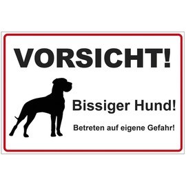 'Based on Plate 300 x 200 mm caution. Bite Dog., Stable Aluminium/Dibond – 3 mm Thick