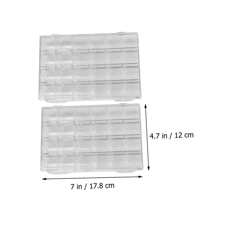 Ipetboom 2Pcs Transparent Nail Art Organizer Boxes with Compartments Storage