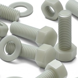 20x Natural Nylon PA66+GF Hex Head Bolts M10 x 30 mm + Nuts & Washers