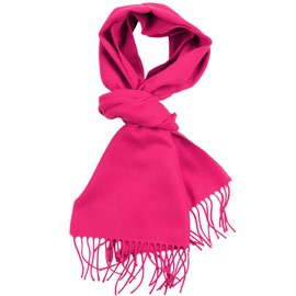 D&Y Unisex Classic Softer Than Cashmere Plain Fringe End Scarf, Hot Pink