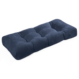 ROFIELTY Bench Cushion 36 x 14 Inch, Soft and Comfortable Tufted Bench Cushion, with Non-Slip Design Window Seat Cushions Indoor(Chenille-Blue, 36x14x4)