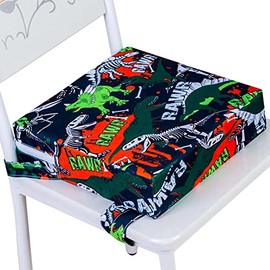 Booster Seat for Dining Table, Chair Increasing Cushion for Toddler Baby Kids, Portable Dismountable Adjustable Highchair Booster - Dinosaur